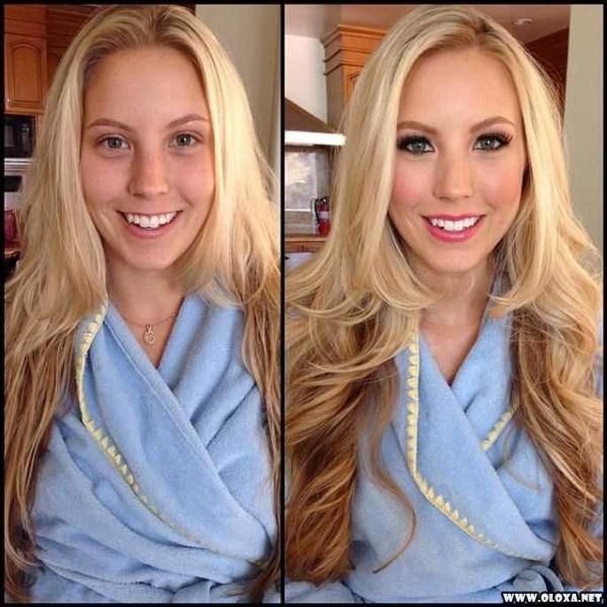 Antes e depois da maquiagens de modelos da Playboy 1