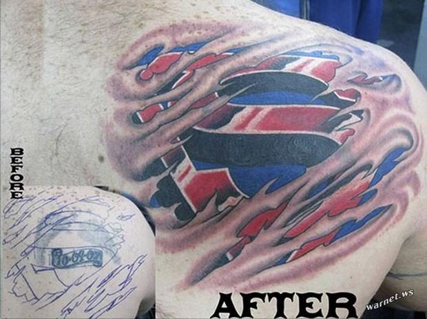 antes e depois de tatuagens corrigidas